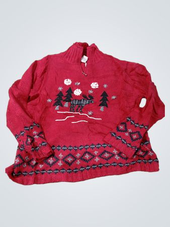 Timberlea Red Moose Fair Isle Rollkragenpullover