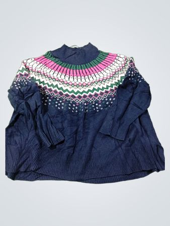 Crown & Ivy Women's Fair Isle Mock Neck Sweater