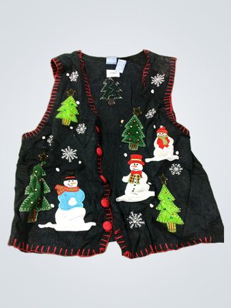 Holiday-Editionen Weihnachtsweste mit Schneemännern und Tannenbäumen