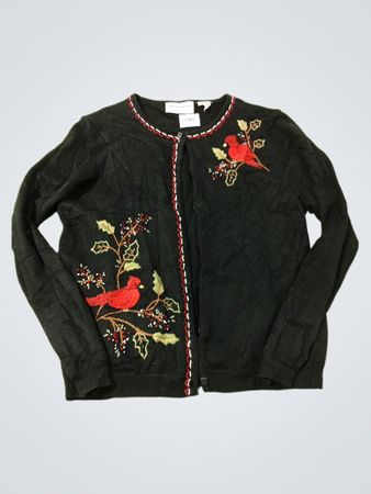 Alfred Dunner Petite Black Cardinal bestickter Cardigan