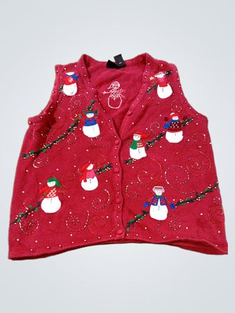 Erika Damen Rote Schneemann Weihnachtsweste