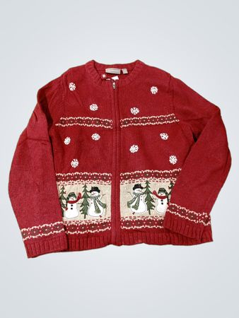 Croft & Barrow Petite Roter Schneemann Weihnachts-Pullover