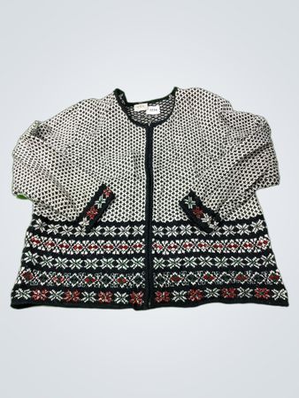 Cricket Lane Collection Damen Cardigan mit Reißverschluss vorne und Schneeflockenmuster