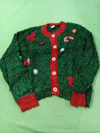 Holiday Time Green & Red Christmas Sweater