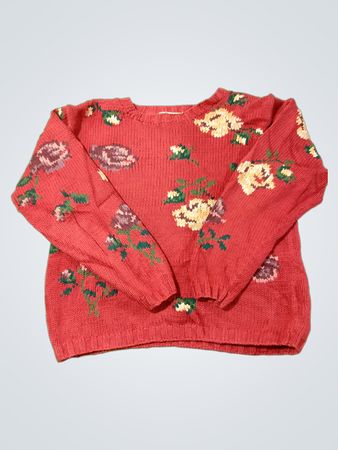 Eddie Bauer Damen Petite M/M Blumenstrickpullover