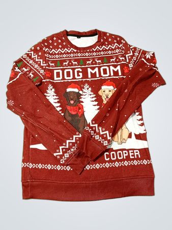 Hundemama-Weihnachtspullover mit Hunden und Schneeflocken