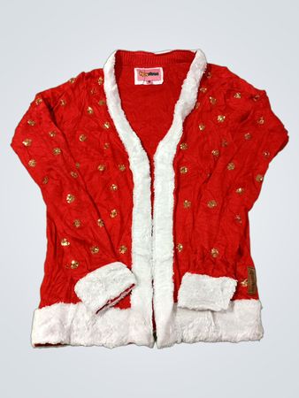 Roter Pailletten-Weihnachtspullover