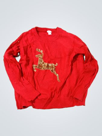 H&M Roter Rentier-Paillettenpullover