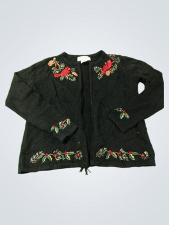 Tiara International Christmas Kollektion schwarzer Kardinal bestickter Cardigan