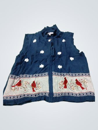 Southern Lady Blue Cardinal and Snowflake Strickweste