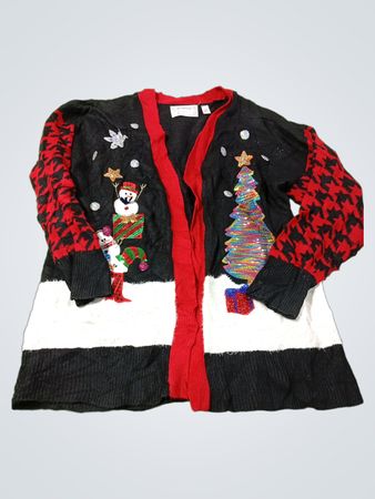Merry & Bright" Damen Weihnachts-Ugly-Sweater-Cardigan