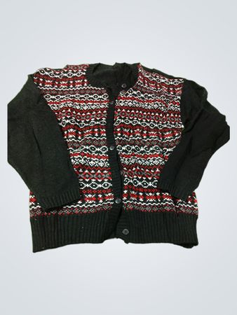 Schwarzer Cardigan mit Fair-Isle-Muster
