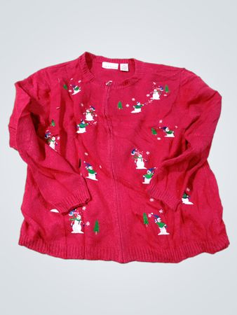 Croft & Barrow Damen Roter Schneemann Weihnachts-Pullover