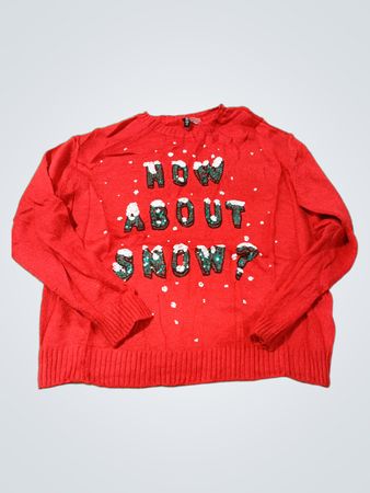 H&M Red „How About Snow?“ Pailletten-Weihnachtspullover