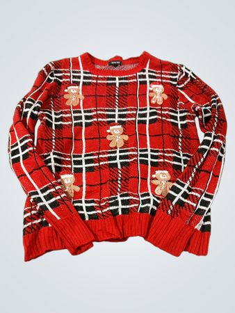 Verve Ami Roter Karo-Lebkuchenmann Weihnachts-Pullover