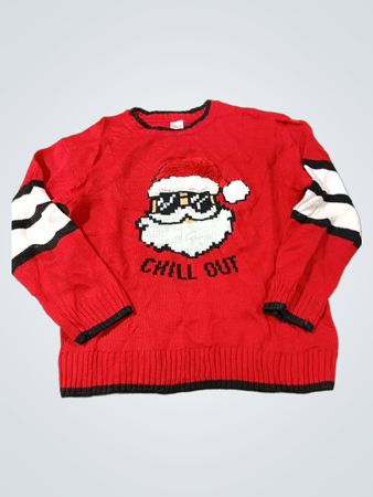 Rotes „Chill Out“ Santa Ugly Christmas Sweater