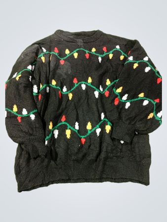 Schwarzer Weihnachtspullover mit Lichterkette