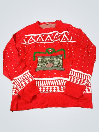 Morph DigitalDudz Rot Weihnachts-Kamin Hässlicher Pullover