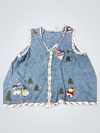 Weihnachts-Schneemann- und Tannenbaum-Pulloverweste
