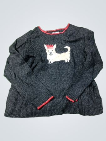 Cupcakes and Cashmere dunkelgrauer Pullover mit Chihuahua-Motiv