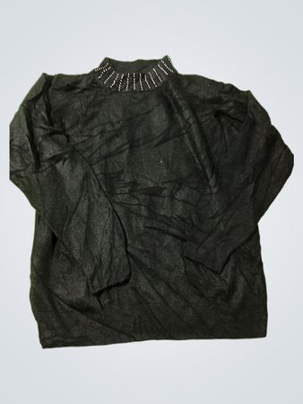 Tan Jay Black Acryl Perlen Mockneck-Pullover