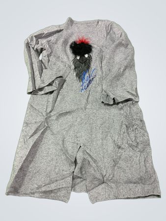 Grau langärmeliger Pullover mit gesticktem Motiv