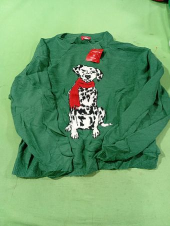 WonderShop Green Dalmatian Dog Christmas Sweater