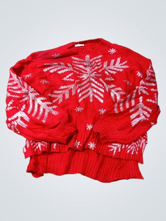 ANDTHEWHY M/L Roter Schneeflocken-Pullover