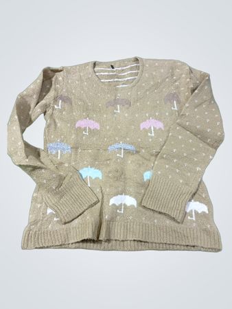 Beiger Pullover mit Regenschirmmuster