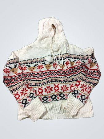 Weißer Kapuzenpullover mit Weihnachtsmuster