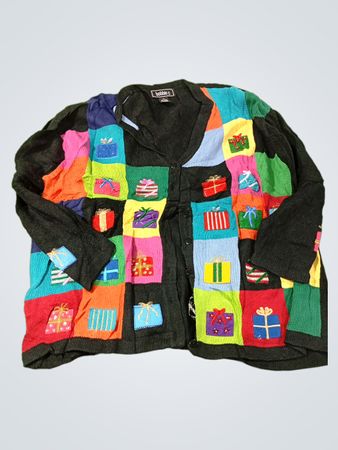 Bobbie C Damen Strickcardigan in Schwarz mit Geschenk-Applikationen