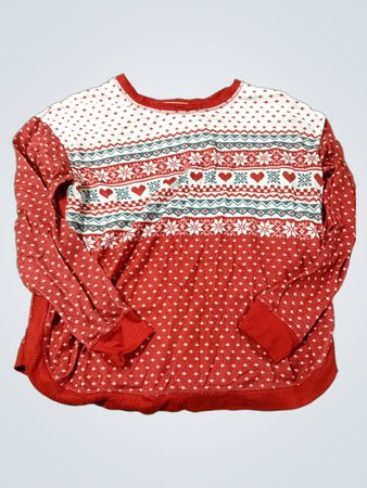 Roter und weißer Schneeflockenmuster-Pullover mit langen Ärmeln
