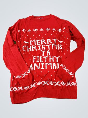 Herren Frohe Weihnachten Ya Filthy Animal Roter Pullover