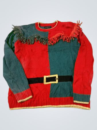 Blizzard Bay Herren Ugly-Christmas-Pullover-Elfenkostüm Rot Grün Größe S