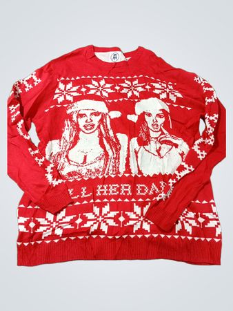 Barstool Sports roter Schneeflocken-Weihnachtspullover