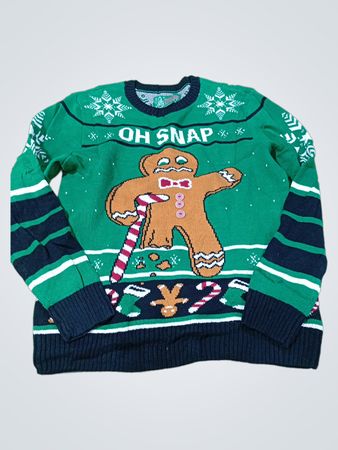 Hässlicher Weihnachtspullover Lebkuchenmann „OH SNAP“ „BISS MICH“