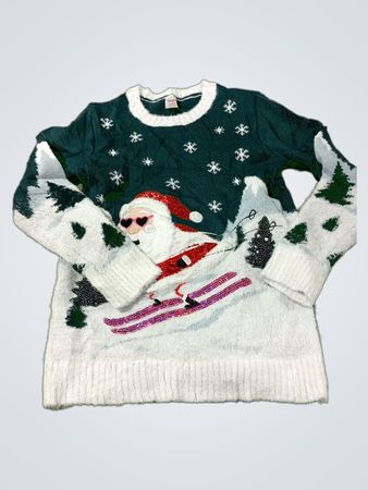Urlaubszeit Nikolaus beim Skifahren hässlicher Weihnachtspullover