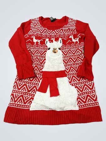 Love Always Damen Rotes Llama Hässlicher Weihnachts-Pulloverkleid