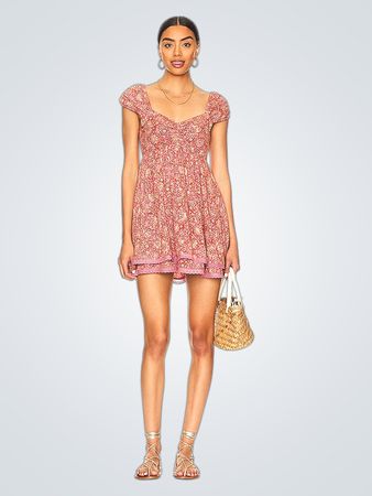 Free People Tabitha Mini Dress In Petal Combo (Like New)