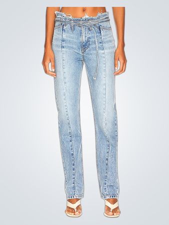 GRLFRND Adriana Belted Frayed Waist Slim Straight In Bisbee (Like New)
