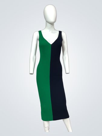 STAUD Dana Colorblock Ribbed Body-Con Midi Dress (Like New)