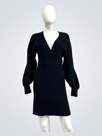 GANNI Wrap-Effect Ribbed-Knit Mini Dress (Like New)