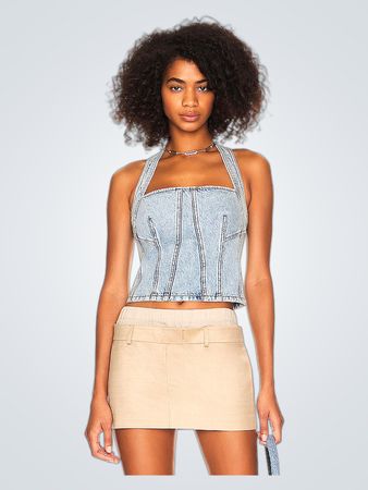 GRLFRND Tianna Halter Bustier In Riviera (Like New)