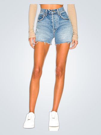 GRLFRND Jules Super High Rise Vintage Short In Wave Hill (Like New)