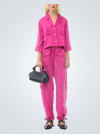 GANNI Pink Washed Satin Pocket Pants (Like New)