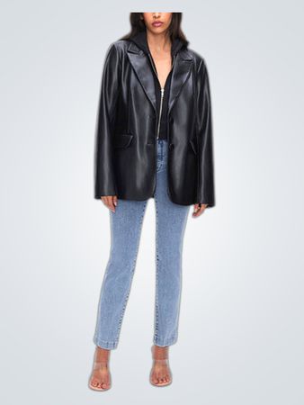 Good American Faux Leather Blazer (Like New)