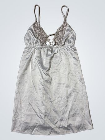 White Silk Chemise with Lace Trim