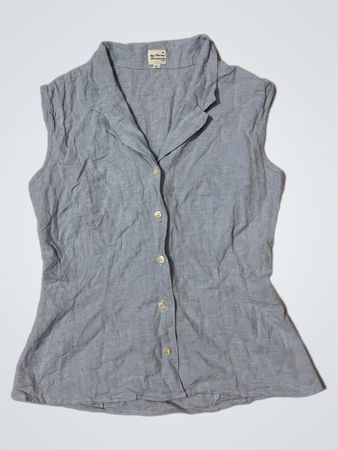Light Blue Sleeveless Button-Down Shirt
