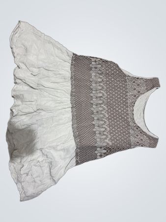 Gray and White Lace Top