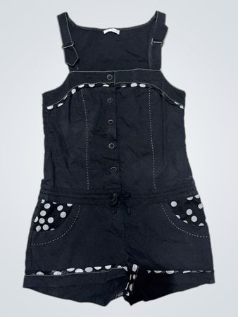Cache Cache Black Romper with White Polka Dots